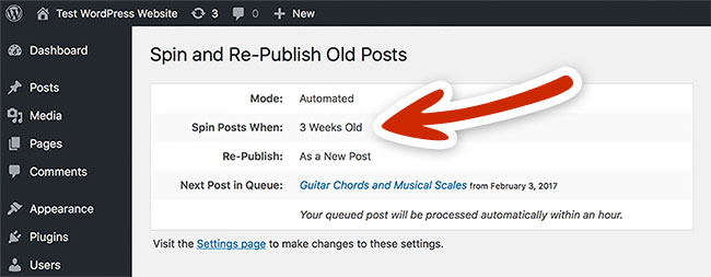 Spin Rewriter WordPress Plugin automatically spins and re-publishes your old posts